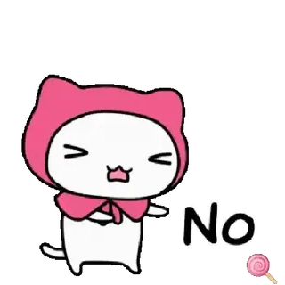 🐱 No fofo, desenho animado, gato, não, rosa, kawaii telegram sticker