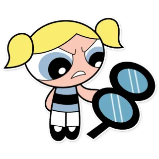 🧐 Bubbles Powerpuff Girls Cartone animato, Ragazza, Supereroe, Combattimento, Rabbia telegram sticker