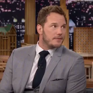 🐁 Chris Pratt Chris Pratt, aktor, selebriti, jas, talkshow telegram sticker