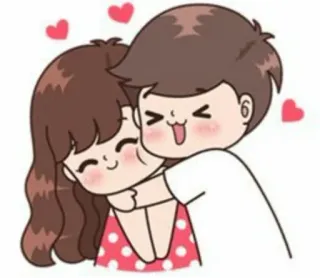 🥰 卡通, 情侣, 拥抱, 爱, 可爱, 关系 whatsapp sticker