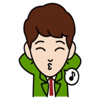 💙 cartoon, male, kissing, music note whatsapp sticker