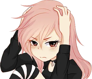 😢 ragazza anime, emozionale, triste, stile anime, cartone animato, ritratto whatsapp sticker