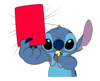 🔴 Stitch Cartone animato, Stitch, Cartellino rosso, Arbitro, Carino telegram sticker