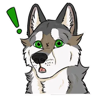😕 lobo, dibujos animados, animal, lindo, peludo, emoticono, pegatina whatsapp sticker