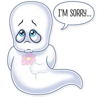 😔 I'M SORRY... Geist, Entschuldigung, Blume, Entschuldigung, Cartoon telegram sticker