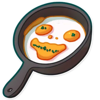 🍳 卵, 食べ物, 朝食, フライパン, 笑顔 telegram sticker