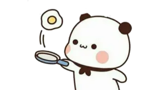 🫖 Panda, Memasak, Telur, Lucu, Kawaii, Penggorengan telegram sticker