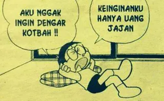 🤑 Doraemon AKU NGGAK INGIN DENGAR KOTBAH !!
KEINGINANKU HANYA UANG JAJAN doraemon, cartoni animati, divertente, anime, testo, meme whatsapp sticker