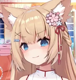 😏 ragazza anime, orecchie da gatto, carino, anime, kawaii telegram sticker
