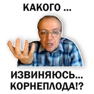 ⁉️ КАКОГО... ИЗВИНЯЮСЬ... КОРНЕПЛОДА!? russo, sticker, homem, pergunta, expressão telegram sticker