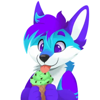 🍦 furry, zorro, helado, dibujos animados, animal, antropomórfico, mono telegram sticker