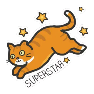 😘 SUPERSTAR gato, superestrella, estrellas, lindo, animal, mascota, gato naranja telegram sticker