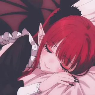 😌 anime, elf, sleep, sleepy, girl, cute, red telegram sticker