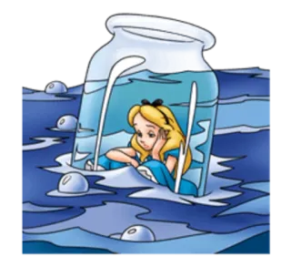 😨 Alice Alice in Wonderland 앨리스, 이상한 나라, 병, 슬픈, 만화, 소녀 telegram sticker