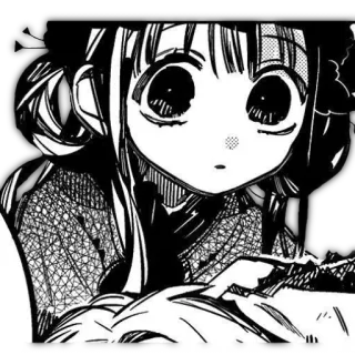 😯 Anime, Mangá, Preto e branco, Personagem, Garota telegram sticker