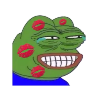 😂 Pepe the Frog meme, pepe, katak, ciuman, emotikon whatsapp sticker