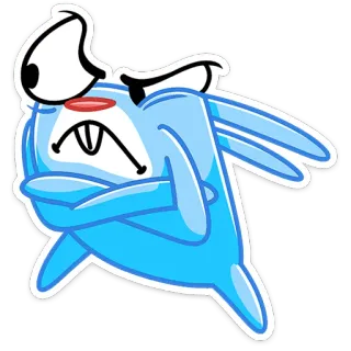 🤔 Emoji, Karakter, Cartoon, Blauw, Boos, Expressie, Frustratie telegram sticker