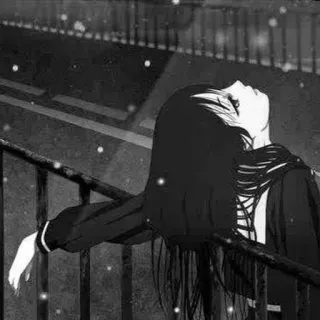 🌨 Anime, Mädchen, Traurig, Schwarzweiß, Deprimiert, Manga whatsapp sticker