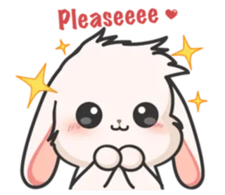 ⚪️ Pleaseeee carino, coniglio, kawaii, supplicante, stelle, adorabile telegram sticker