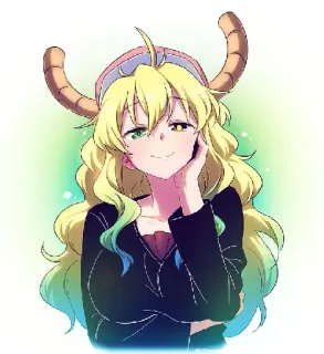 🙂 Lucoa Miss Kobayashi's Dragon Maid Anime, Naga, Tanduk, Perempuan, Kawaii telegram sticker