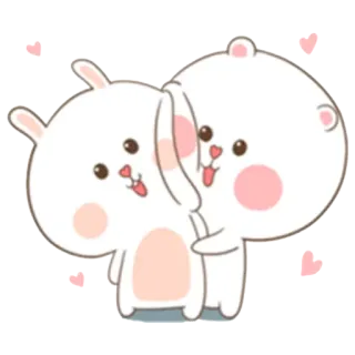 💘 coelho, urso, fofo, animal, desenho animado, amor, abraço, adesivo whatsapp sticker