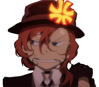 😡 Chuuya Nakahara Bungo Stray Dogs Anime, Chuya Nakahara, Bungo Stray Dogs, Arrabbiato telegram sticker
