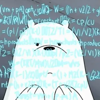 😥 Ice Bear We Bare Bears (vm+PA) optio)-W= ((h+v2/2+g RVMW constant DX=CP/CU =(pl/pZ/VI/V2)(K-اد hproachproduc 22/10/2Z/VIK nt мультфильм, белый медведь, уравнения, математика, смешной, Мы обычные медведи whatsapp sticker