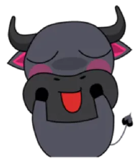 😌 bò, dễ thương, động vật, hoạt hình, vui vẻ, nhãn dán telegram sticker