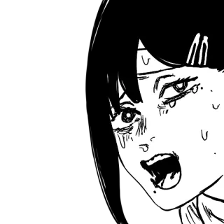 😰 Kobeni Higashiyama Chainsaw Man AHH! 코베니, 히가시야마, 체인소 맨, 만화, 애니메이션, 울음 telegram sticker