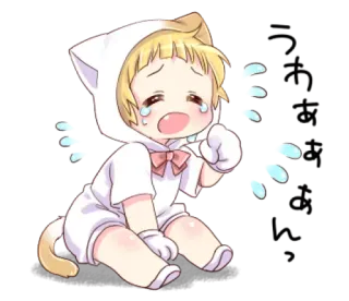 😭 kucing, imut, sedih, menangis, anime, anak kucing telegram sticker