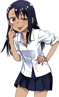 😜 Nagatoro Don't Toy with Me, Miss Nagatoro Anime, Kreskówka, Manga, Dziewczyna, Mundur szkolny telegram sticker