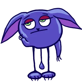 😒 Desenho animado, Monstro, Roxo, Entediado, Exausto, Animal telegram sticker
