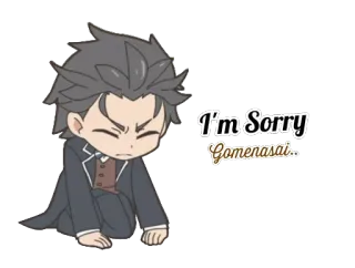 🙏 Subaru Natsuki Re:Zero I'm Sorry Gomenasai... anime, sorry, gomenasai, sad, chibi whatsapp sticker
