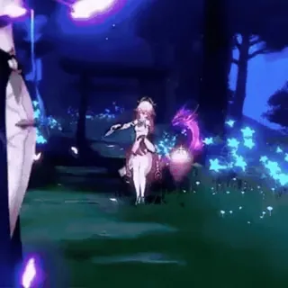 🤨 Yae Miko Genshin Impact video game, anime style, fantasy, female character, Yae Miko whatsapp sticker