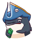 😢 pirate, orca, money, cartoon, animal, sea creature, character telegram sticker