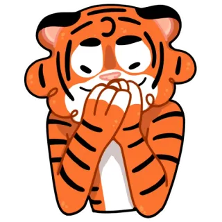 ☺️ tigre, animal, laranja, fofo, feliz, desenho animado whatsapp sticker