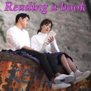 📚 Reading a book lesen, buch, paar, liebe, zusammen, freizeit whatsapp sticker