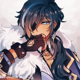 🔲 Kaeya Genshin Impact @Fushiguro_Megumi アニメ, マンガ, ガイア, 原神, ファンアート telegram sticker