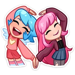 👩‍❤️‍👨 cartoon, friendship, heart, anime, love, cute telegram sticker