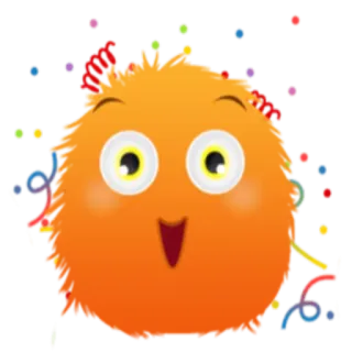 🎉 coriandoli, celebrazione, festa, cartone animato, mascotte, arancione, felice, divertente telegram sticker