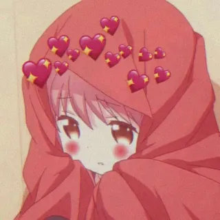 😕 Anime, Carino, Cuori, Rosa, Cartone animato, Personaggio telegram sticker