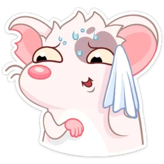 😅 Maus, verschwitzt, Handtuch, Cartoon, erschöpft, müde, süß telegram sticker