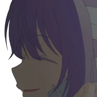 ☺️ anime, girl, purple hair, smiling, cute whatsapp sticker