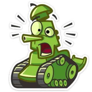 😧 tank, kartun, kendaraan, militer, mesin whatsapp sticker