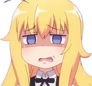 🤢 Anime, Meisje, Blond haar, Lief, Bezorgd, Kawaii telegram sticker