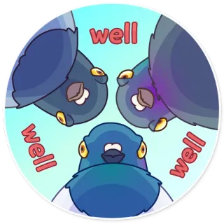 😤 well well well นกพิราบ, นก, ตลก, ดี, มีม, การ์ตูน telegram sticker