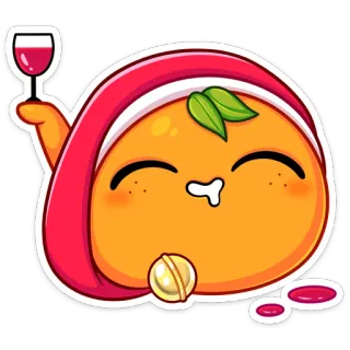 🍷 orange, fruit, vin, mignon, dessin animé, nourriture telegram sticker