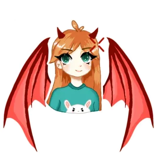 😈 อนิเมะ, การ์ตูน, ปีศาจ, ปีก, ปีศาจ, น่ารัก, ผู้หญิง telegram sticker