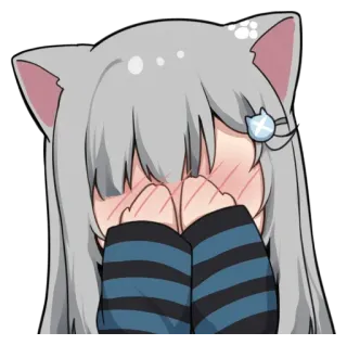 🥰 anime, catgirl, kawaii, cute, blush, embarrassed telegram sticker