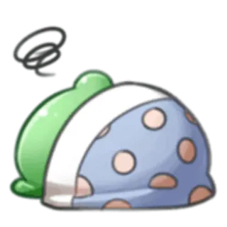 😴 милый, спящий, мультик, зеленый, лягушка, ночной колпак telegram sticker